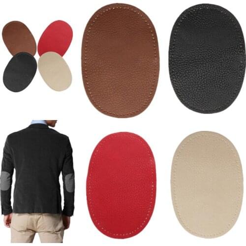 1 Pair Pu Leather Oval Fabric Patches Sew With Holes On Elbow Knee Patches Repair Sewing Fabric Bag Clothing Accessories