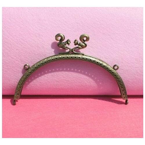 10pcs 15cm cartoon Squirrel bead antique bronze brass embossing metal Coin Purse Frame, diy bag acessory, freeshipping