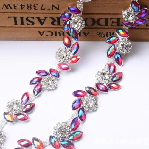 2Yards Crystal Rhinestone Trimming Resin Crystal Trim For Wedding Rhinestone Bridal Applique Wedding Applique Chain 20mm