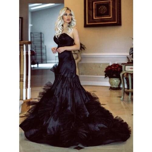 2021 Black Long Mermaid Prom Dresses Sleeveless Sweetheart Formal Evening Party Gown Robe De Soiree