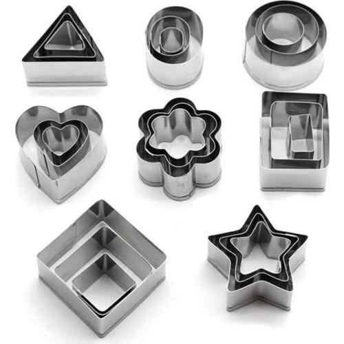 24Pcs/Set Baking Molds Multi-shapes Convenient Use Stainless Steel Durable Edges Smooth Mini Kitchen Pastry Mould Bakeware