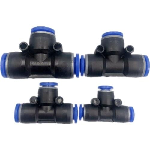 5Pcs PE4 6 8 10 12MM Pneumatic (5/32'' 1/4'' 5/16'' 3/8'' 1/2'') Push In Tee 3-Way Fitting Plastic Pipe Connector Quick Fitting