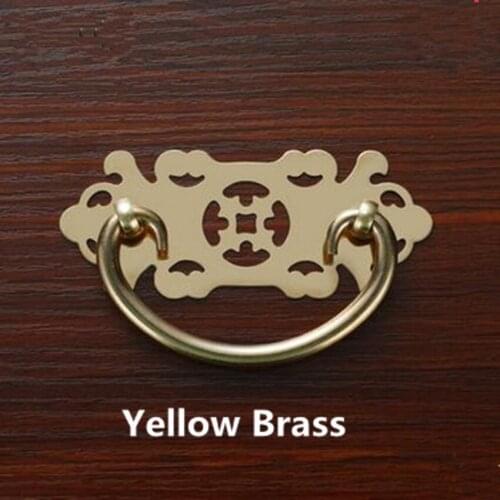 60mm Rustico retro style yellow brass shaky drop rings furniture handles antique brass drawer cabinet pulls knobs handles