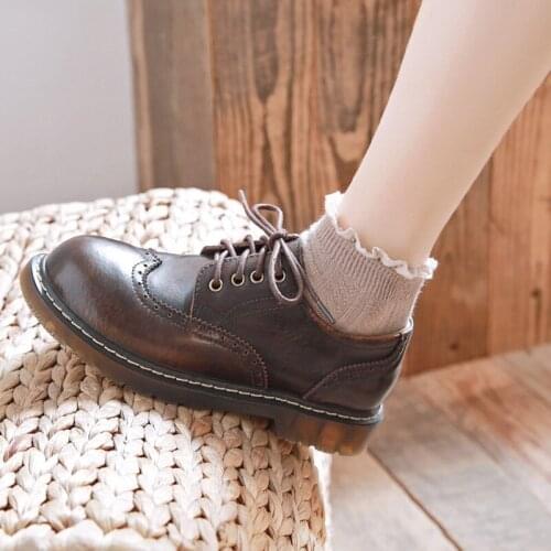 Brock Carved Jk Uniform Pu Leather Lolita Shoes Female Japanese British Retro College Kawaii Style Loli Japanese Brown Goth Shoe
