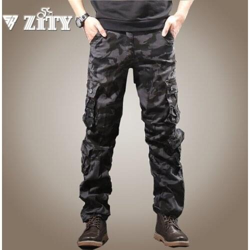 Mens Camouflage Cargo Pants Men Casual Camo Multi Pockets Military Tactical Pants Sweatpants Joggers Streetwear Long Trousers