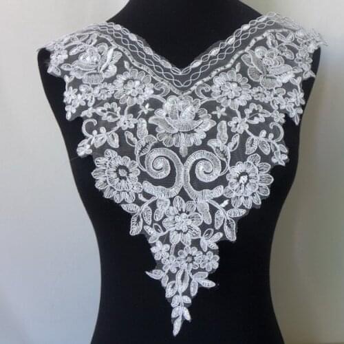 One Piece 25*38cm Vintage Car Bone Neckline Lace Collar Appliques Trim Clothes, Dress, Jacket DIY Sewing Craft Free Shipping