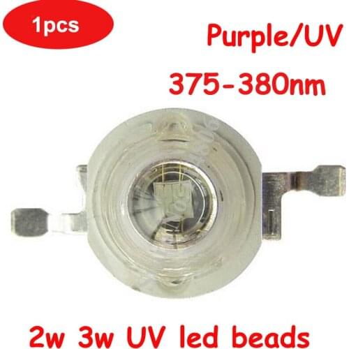 1pcs 1W 2W 3W 45mil Chip UV Ultraviolet 375nm~380nm LED Bead Light Lamp Part