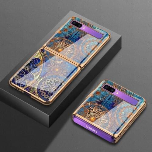 FOR Samsung zflip phone case f700f electroplating f700n protective case 5g fashion mens and womens f7070 folding glass