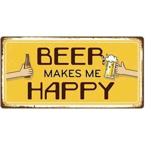 Personality Beer Makes Me Happy Sign Car Stickers Vinyl Graphics RV VAN Car Accessories Waterproof Cartoon Apply To Car Window