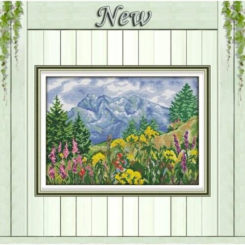 Distant mountain scenery diy painting counted print on canvas DMC 11CT 14CT kits chinese Cross Stitch embroidery needlework Sets