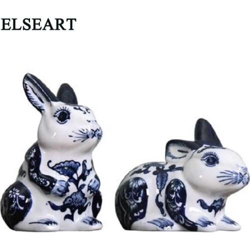 Ceramic rabbit home decor crafts room decoration hare handicraft ornament porcelain animal figurine gifts