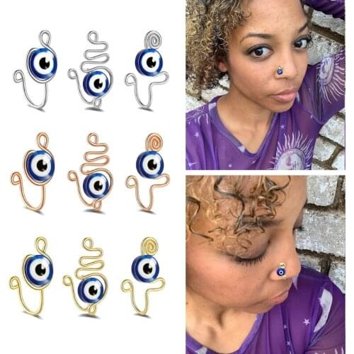 3Pcs Fake Nose Ring Hoop Clip-on Stainless Steel Body Jewelry Non Piercing Fake Cartilage Earrings Faux Piercing Jewelry