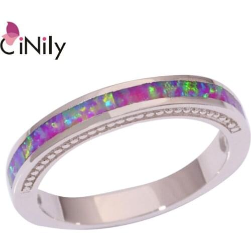 CiNily Created Pink Fire Opal Silver Plated Ring Wholesale Retail Fashion for Women Jewelry Ring Size 6 7 8 9 10 OJ9000