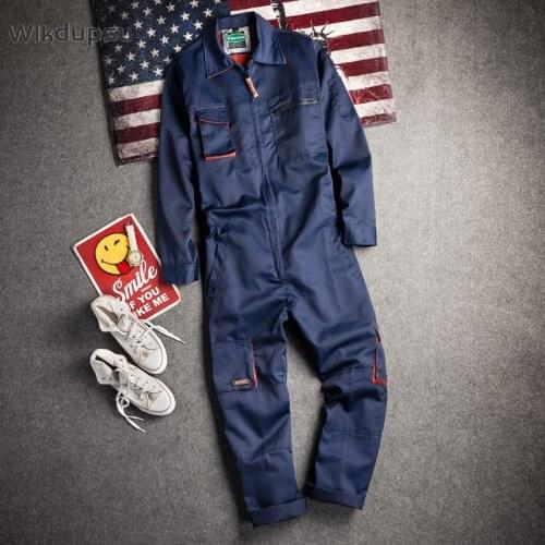 Work Jumpsuit Overalls For Men Long Sleeve Uniform Clothes Fashion Pockets Workwear Casual Pants Romper One Piece Wear Plus Size