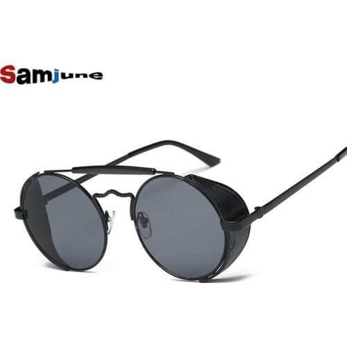 Round Metal Frame Steampunk Sunglasses Men Women Fashion Glasses Brand Designer Retro Vintage Redonda Sunglasses UV400 shades