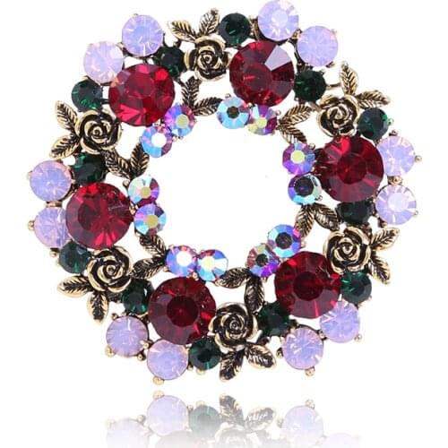 Garland-Brooches Fashion Rhinestone Flower Brooch For Women Crystal Pins Wedding Decoration Jewelry Accessories