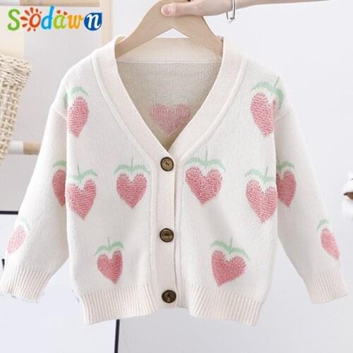 Sodawn 2021 Autumn Clothes Korean Style Knitted Cardigan Sweater Coat Children Outwear Girl Clothes