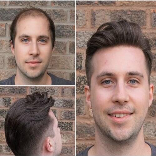 6 Inch Dark Brown MenS Toupee Hairpieces Human Hair PU With Soft Skin Swiss Lace Toupee For Men 8X10 "