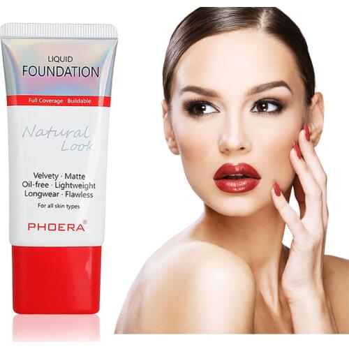 PHOERA 30ml Matte Liquid Foundation 24 Hours Long lasting Whitening Moisturizing Oil Control Concealer Silky Base Cream TSLM1