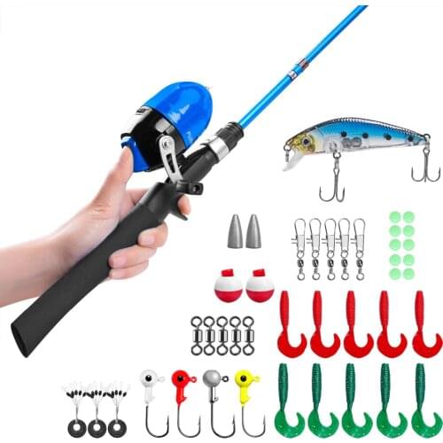 PLUSINNO Kids Fishing Pole,Telescopic Fishing Rod and Reel Combos with Spincast Fishing Reel and String with Fishing Line