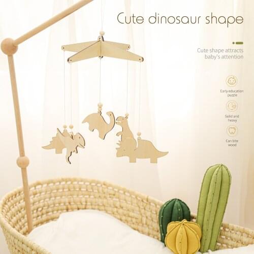 2 Pcs/set Baby Wooden Dinosaur Bed Rattles Rattle Bed Bell Mobile Activity Play Gym Baby Toys 0-12month for Cots Projection