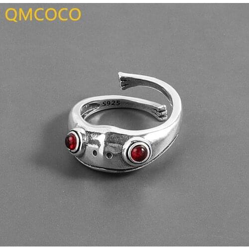 QMCOCO Creative Design 925 Silver Personality Punk Animal Frog Open Adjustable For Woman Man Party Rings 2021 New Retro Jewely
