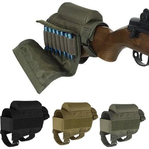 Adjustable Outdoor Tactical Butt Stock Rifle Cheek Rest Pouch Bullet Holder Nylon Riser Pad Ammo Cartridges Bag
