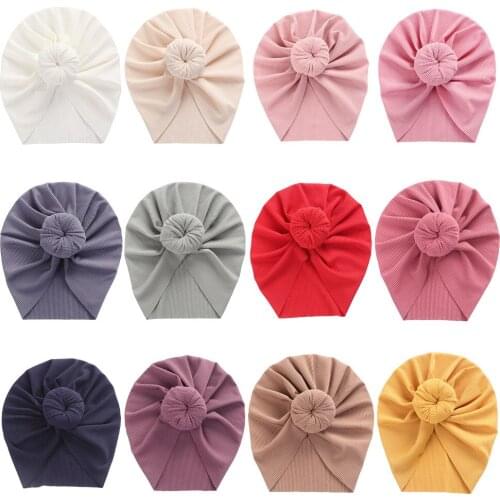 New Solid Knit Baby Hat 3M-3T Turban Infant Toddler Newborn Baby Cap Bonnet Beanies Headwraps for Baby Girls Boy