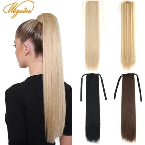 WIGSIN Synthetic 22Inch Ponytail Long Straight Drawstring Clip in Hair Extension Natural Black Brown Blond Haipiece for Women