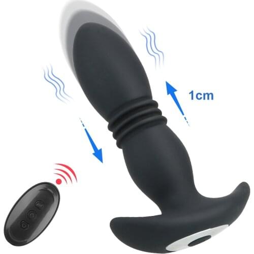 Telescopic Vibrating Wireless Remote Control Prostate Massager Dildo Butt Plug Vibrator Anal Vibrator Sex Toys for Men Erotic