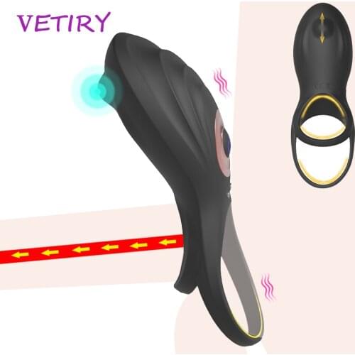 Penis Vibrator With Double Ring Couple Long Lasting Erection Cock Ring Delay Ejaculation Vagina Clitoris Stimulate Adult Sex Toy