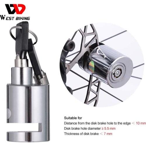 WEST BIKING Bike Disc Brake Lock Anti-theft Steel + Zinc High Security Metal Mini Motorcycle MTB Waterproof Safety Bicycle Lock