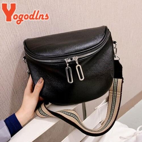 Yogodlns Vintage Saddle Shoulder Bag Women PU Leather Chest Bag Wide Shoulder Belt Crossbody Bag Fashion Messenger Handbag Bolso