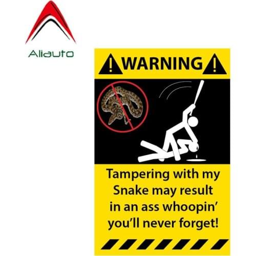 Aliauto Funny Car Sticker Danger Refelctive Warning Tampering with My Snake May Result Accessories PVC Decal for Honda,15cm*10cm