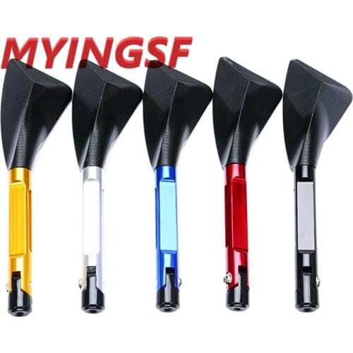 Universal CNC Aluminum Motorcycle Handlebar Rear View Mirrors Blue Anti-glare Mirror for Honda Yamaha Suzuki Scooter ktm