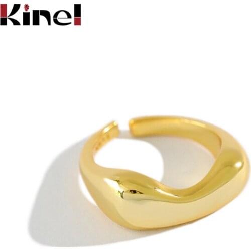 Kinel Irregular 925 Sterling Silver Rings for Women Resizable Handmade 18K Gold Silver Ring bijoux femme Jewelry