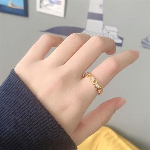 Season Gate 925 Sterling Silver Personality Geometric Elegant Multiple Hexagon Adjustable Size Open Ring SR146