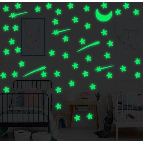 1set Glow In The Dark Sticker Toys Luminous Star Moon Meteor DIY Phosphorescent Wall Stickers for Baby Bedroom Home Wall Decor
