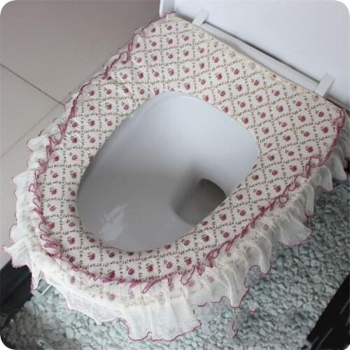 1pc Soft Lace Bathroom Toilet Seat Cover Washable Closestool Bathroom Accessories