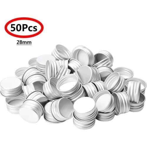 50pcs 24R/28R Small Premium Aluminium Fresh-keeping Lids Threaded Caps Lids Replacements for Borosilicate Glass Bottles