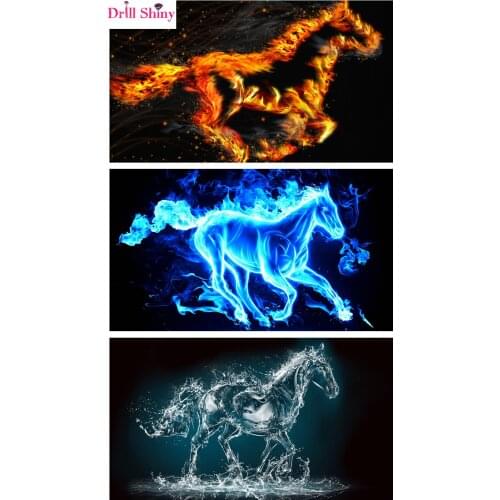 Diamond Embroidery 5D DIY Diamond Painting blue Fire/water horse Diamond Painting Rhinestone Cross Stitch Decoration Home Decor