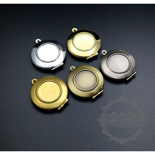 16mm bezel simple round raw brass,gold.silver,bronze,antiqued silver photo locket pendant charm DIY supplies findings 1111071