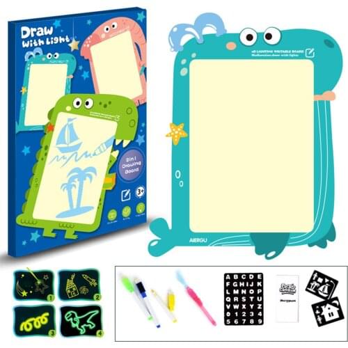 2in1 Luminous Drawing Pad Birthday Gift For Girls Boys Tablet Light Up Board Light In Dark With 4 Pens Educational Toys For Kids