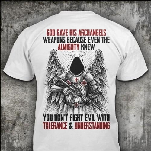 God Gave His Archangels Weapons Angel Warrior T-Shirt. Summer Cotton O-Neck Short Sleeve Mens T Shirt New S-3XL