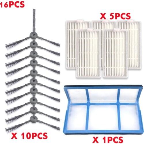 16PCS robot vacuum cleaner HEPA side brush Filter for ilife v5s pro parts V50 V5S v3 v3s v3pro ilife Vacuum cleaner parts