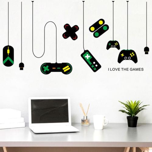 Gamer Console Joystick Wall Sticker Boy girl Video Game Bedroom Sticker Mural Kids Room Decoration