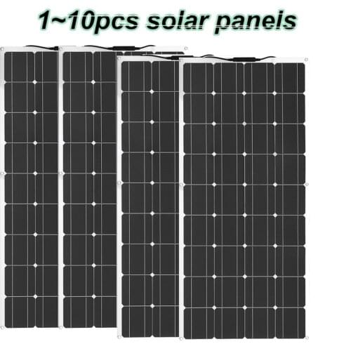 Flexible solar panel 12v 1pcs~ 10pcs 18v 120W Black 18V 24V 36v 240w 360W 600W 1200W charger battery Boat car house camping