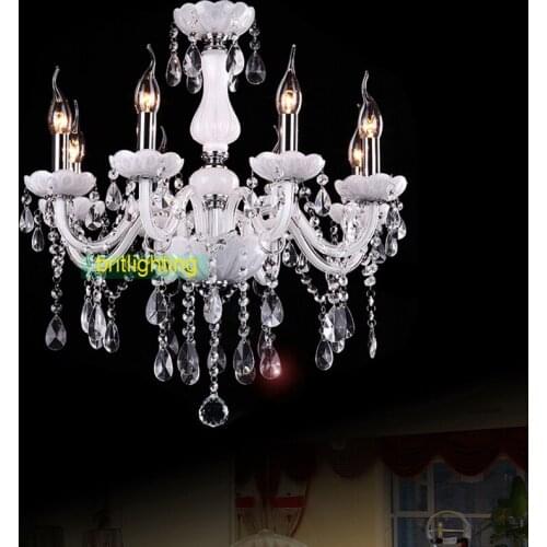 Empire Style chandelier white color chandelers Williamsburg crystal lighting master room chandelier LED candle bulbs lighting