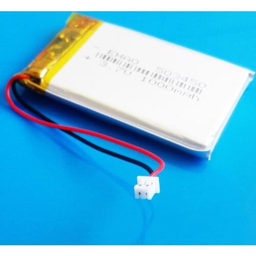 JST 1.25mm 2pin 3.7V 1000mAh Polymer Lithium Rechargeable Lipo battery 503450 053450 for smart phone DVD mp3 Led Lamp camera