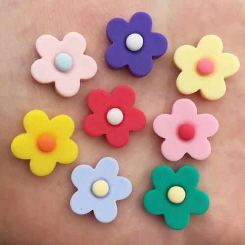 Mix Resin Kawaii Flower Flat Back Cabochon Stone Miniature DIY Scrapbook Craft Decor Home Kids Bow Making Accessories OF675